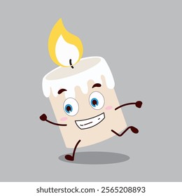 cute rush running expression of candle cartoon character
