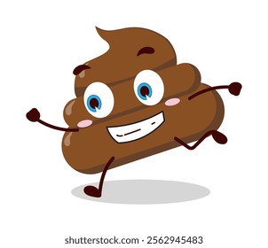 cute rush running expression of chicken poop cartoon character
