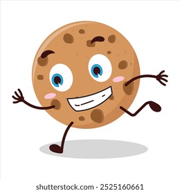 Cute rush running expression of cookies cartoon character