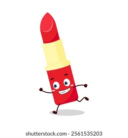 cute rush running expression of lipstick cartoon character
