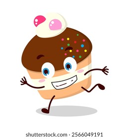 cute rush running expression of muffin character
