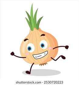 cute rush running expression of onion cartoon character