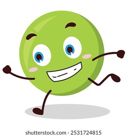cute rush running expression of pea cartoon character