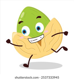 cute rush running expression of pistachio character