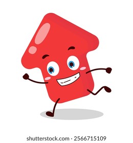 cute rush running expression of red arrow cartoon character
