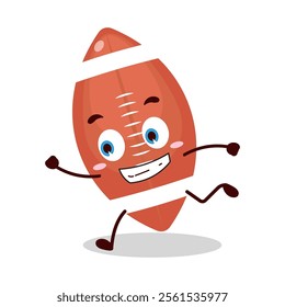 cute rush running expression of rugby ball cartoon character
