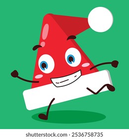cute rush running expression of Santa Clause hat character