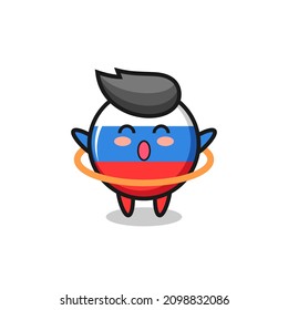 cute russia flag badge cartoon is playing hula hoop , cute style design for t shirt, sticker, logo element