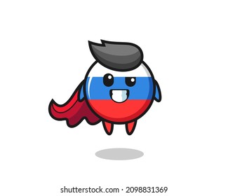 the cute russia flag badge character as a flying superhero , cute style design for t shirt, sticker, logo element