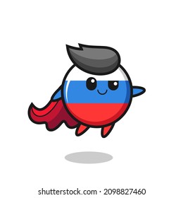 cute russia flag badge superhero character is flying , cute style design for t shirt, sticker, logo element