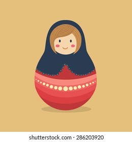 Cute Russian Doll Blue Red