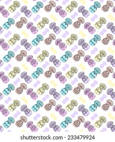 Cute Russian Dolls Seamless Vector Pattern