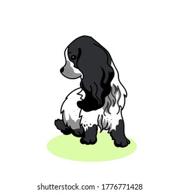 Cute Russian spaniel dog character illustration vector on white background