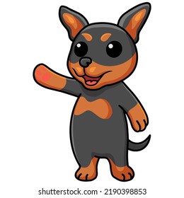 Cute Russian toy dog cartoon waving hand