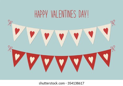 Cute rustic bunting flags with hearts ideal for Valentines day or as wedding decoration