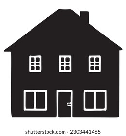 Cute rustic cottage motif in homestead vintage style. Vector illustration of whimsical rural country house. 