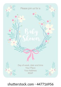 Cute rustic frame with hand drawn flowers for your decoration, ideal for baby shower, baptism, wedding, sweet 16, birthday card etc