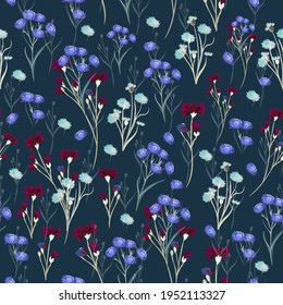 Cute rustic vector floral pattern seamless background 