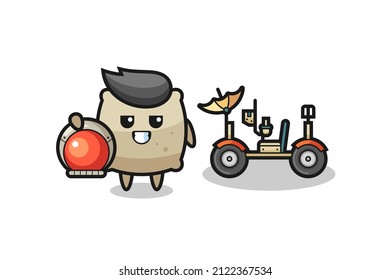 the cute sack as astronaut with a lunar rover , cute style design for t shirt, sticker, logo element