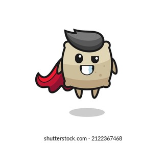 the cute sack character as a flying superhero , cute style design for t shirt, sticker, logo element