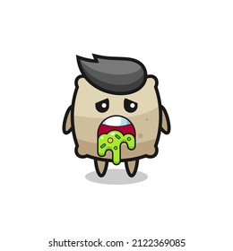 the cute sack character with puke , cute style design for t shirt, sticker, logo element