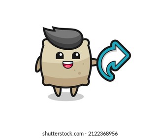 cute sack hold social media share symbol , cute style design for t shirt, sticker, logo element