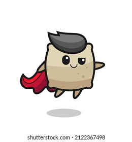 cute sack superhero character is flying , cute style design for t shirt, sticker, logo element