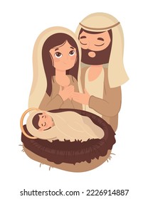 cute sacred family icon isolated