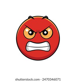 Cute Sad And Angry Emoji Isolated On White Background