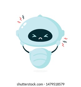 Cute sad, angry robot, bot. Vector modern flat cartoon character illustration.Isolated on white background.Friendly robot,chat bot concept
