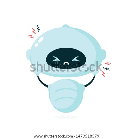 Cute sad, angry robot, bot. Vector modern flat cartoon character illustration.Isolated on white background.Friendly robot,chat bot concept
