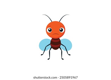 Cute sad ant catoon style vector art illustration