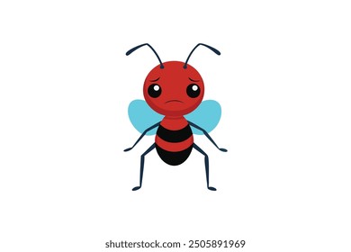 Cute sad ant catoon style vector art illustration