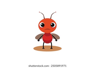 Cute sad ant catoon style vector art illustration