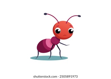 Cute sad ant catoon style vector art illustration