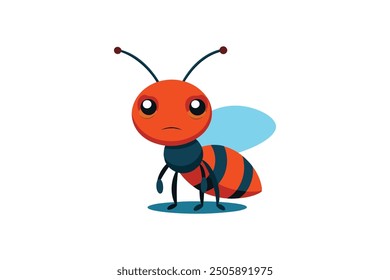 Cute sad ant catoon style vector art illustration