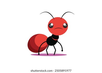 Cute sad ant catoon style vector art illustration