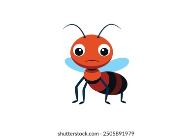 Cute sad ant catoon style vector art illustration