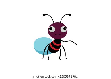 Cute sad ant catoon style vector art illustration