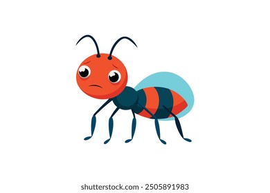 Cute sad ant catoon style vector art illustration