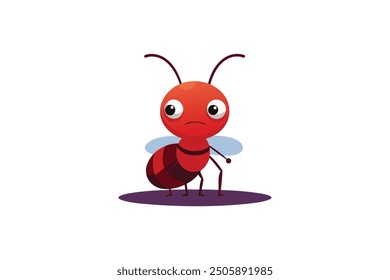 Cute sad ant catoon style vector art illustration