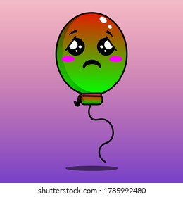 Cute Sad Balloon Vector Character Illustration Object