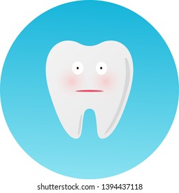 Cute Sad Cavity Cartoon Tooth Character, Childrens Dentistry, Dental Care Concept Vector Illustration Icon