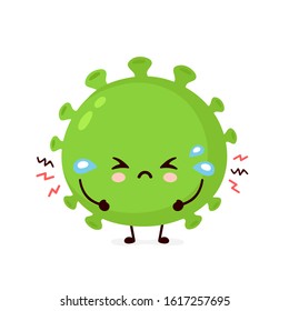 Cute sad cry good probiotic bacteria. Vector flat cartoon character illustration icon design.Isolated on white background. Enteric probiotic bacteria, gut and intestinal flora concept