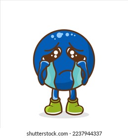 Carácter dulce y lloroso de arándano azul. Caricatura del personaje del arándano azul llorando