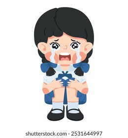 cute sad Crying girl sitting alone