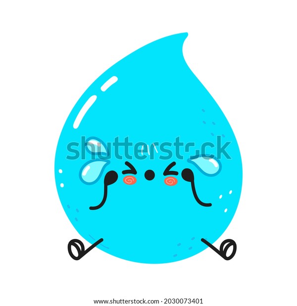 Cute Sad Crying Water Drop Character Stock Vector (Royalty Free ...