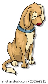 Cute sad dog, vector illustration