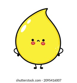 Trauriger Tropfen Urin. Vektorhandgezeichnete Cartoons kawaii Zeichentricksymbol. Einzeln auf weißem Hintergrund. Schlagwortart