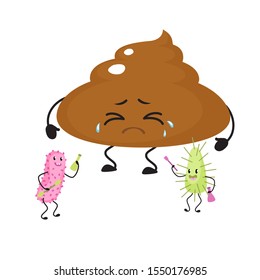 Cute sad, dull, sick feed character. Vector illustration. For logos, packaging, brochures, advertising, design. Poop, shit, character